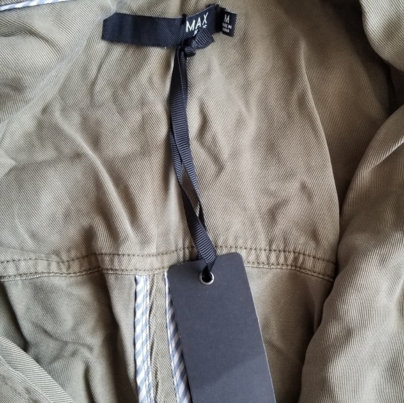Max Studio Martini Olive Green Long Tie Waist Open Utility Jacket NWT Size M - Picture 5 of 9